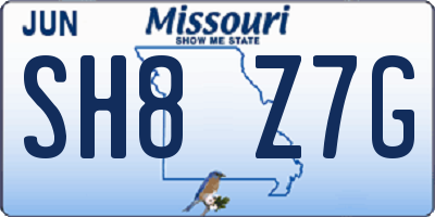 MO license plate SH8Z7G