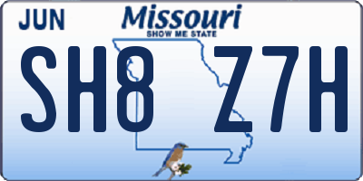 MO license plate SH8Z7H