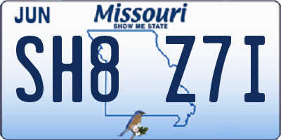 MO license plate SH8Z7I