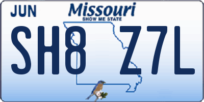 MO license plate SH8Z7L