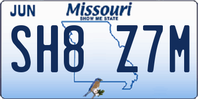 MO license plate SH8Z7M