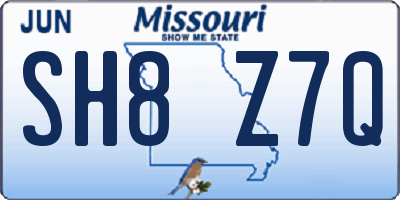MO license plate SH8Z7Q