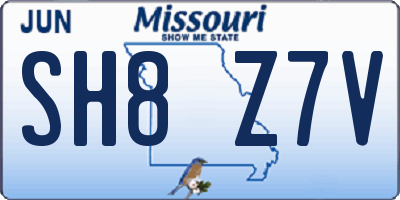 MO license plate SH8Z7V