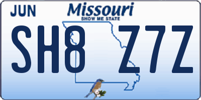MO license plate SH8Z7Z