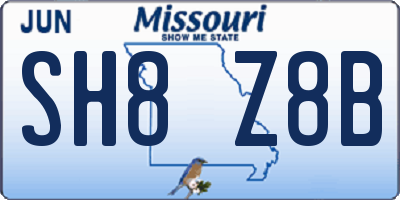MO license plate SH8Z8B