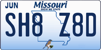 MO license plate SH8Z8D