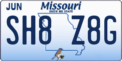 MO license plate SH8Z8G