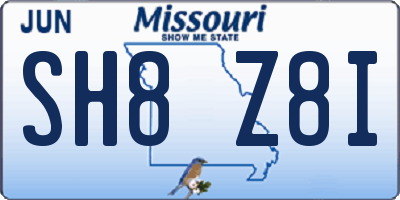 MO license plate SH8Z8I