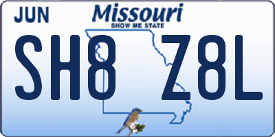 MO license plate SH8Z8L