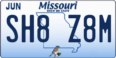 MO license plate SH8Z8M