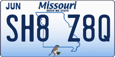 MO license plate SH8Z8Q
