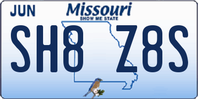 MO license plate SH8Z8S