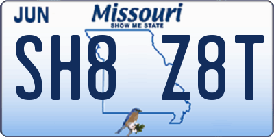 MO license plate SH8Z8T