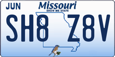 MO license plate SH8Z8V