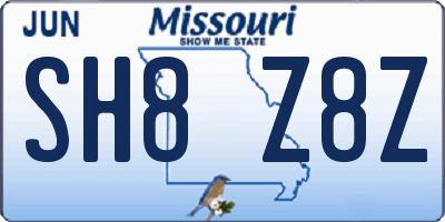 MO license plate SH8Z8Z