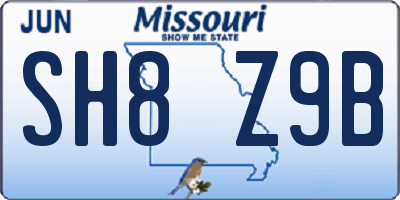 MO license plate SH8Z9B