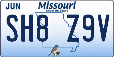 MO license plate SH8Z9V