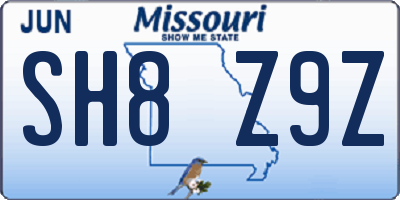 MO license plate SH8Z9Z