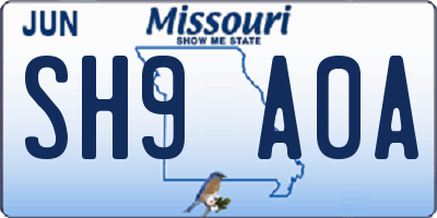 MO license plate SH9A0A