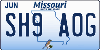 MO license plate SH9A0G