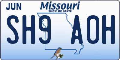 MO license plate SH9A0H