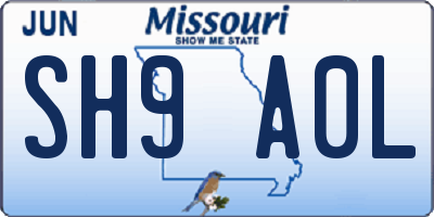 MO license plate SH9A0L