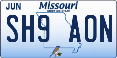 MO license plate SH9A0N