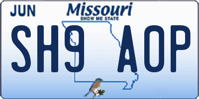 MO license plate SH9A0P