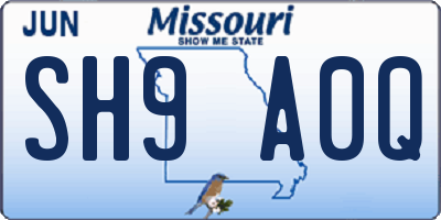 MO license plate SH9A0Q