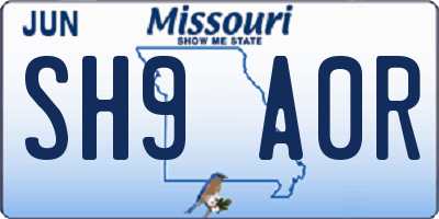 MO license plate SH9A0R