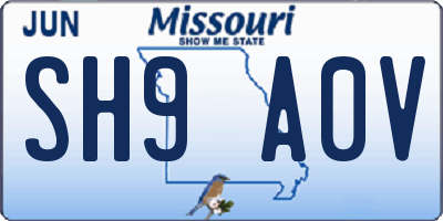 MO license plate SH9A0V