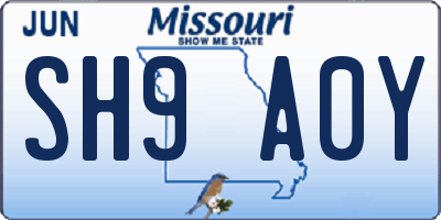MO license plate SH9A0Y