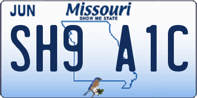 MO license plate SH9A1C
