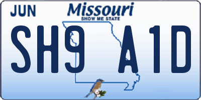 MO license plate SH9A1D
