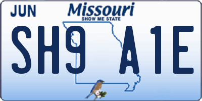 MO license plate SH9A1E
