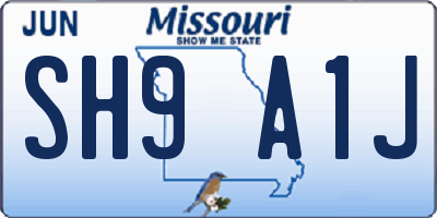 MO license plate SH9A1J
