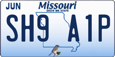 MO license plate SH9A1P