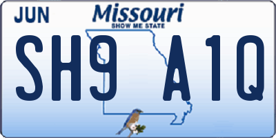 MO license plate SH9A1Q