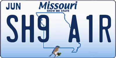 MO license plate SH9A1R