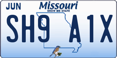 MO license plate SH9A1X