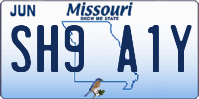 MO license plate SH9A1Y
