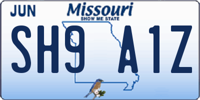 MO license plate SH9A1Z