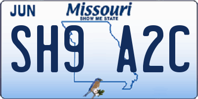 MO license plate SH9A2C