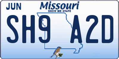 MO license plate SH9A2D