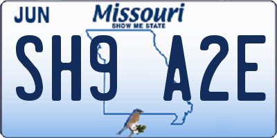 MO license plate SH9A2E