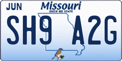 MO license plate SH9A2G