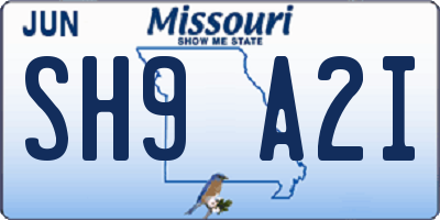 MO license plate SH9A2I