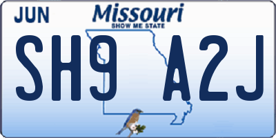 MO license plate SH9A2J