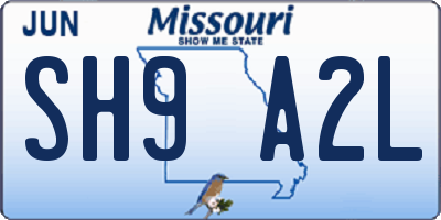 MO license plate SH9A2L