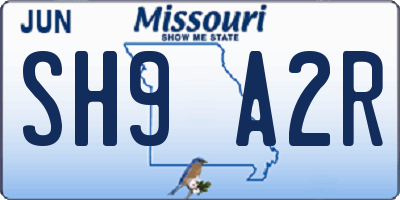 MO license plate SH9A2R
